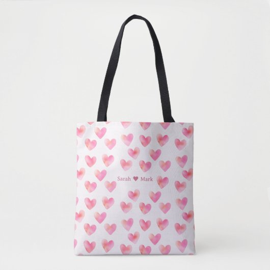 Custom Names Romantic Pink Love Design -  トートバッグ (正面)