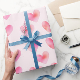 Custom Names Romantic Pink Love Design -  ラッピングペーパー