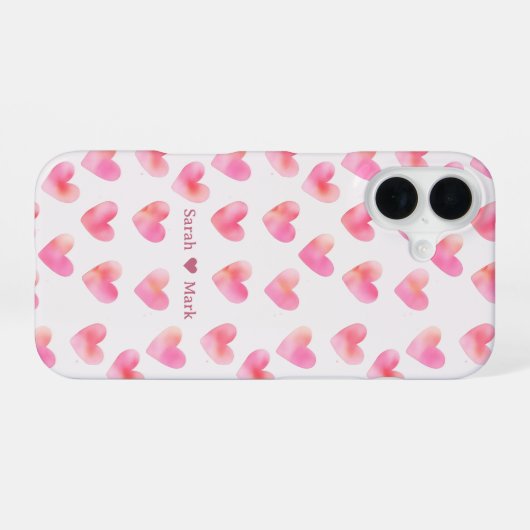 Custom Names Romantic Pink Love Design -  iPhone 16ケース (裏面横)