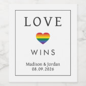 Custom Names / Text Rainbow LOVE ワインラベル (シングルラベル)