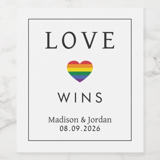 Custom Names / Text Rainbow LOVE ワインラベル (シングルラベル)