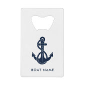 Custom Nautical Anchor Beach House Boat Name クレジットカード栓抜き (正面)