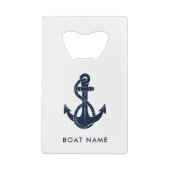Custom Nautical Anchor Beach House Boat Name クレジットカード栓抜き (裏面)