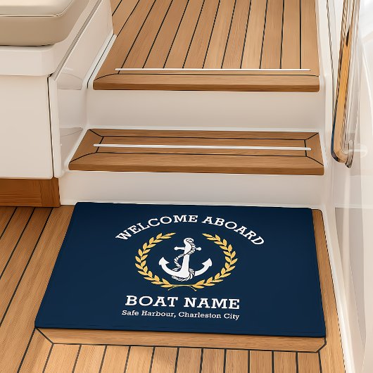 Custom Nautical Anchor Welcome Aboard Boat ドアマット