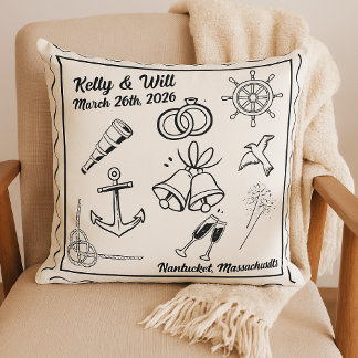 Custom Nautical Beach Wedding – Personalized クッション