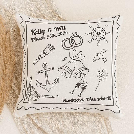 Custom Nautical Beach Wedding – Personalized クッション