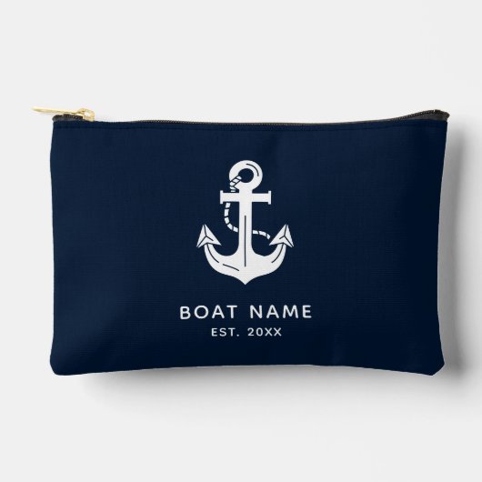 Custom Nautical Boat Name Anchor アクセサリーポーチ (正面)