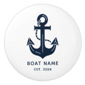 Custom Nautical Boat Name Anchor セラミックノブ (正面)