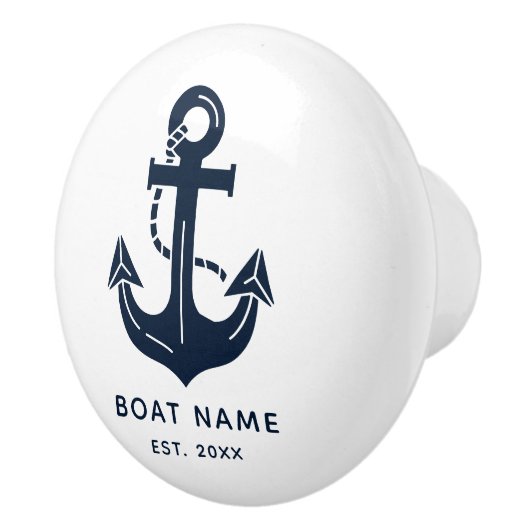 Custom Nautical Boat Name Anchor セラミックノブ (右)