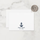 Custom Nautical Boat Name Anchor ノートカード (正面/裏面インサイチュ)