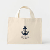 Custom Nautical Boat Name Anchor ミニトートバッグ (正面)