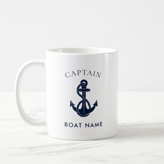 Custom Nautical Captain Boat Anchor Navy コーヒーマグカップ (左)