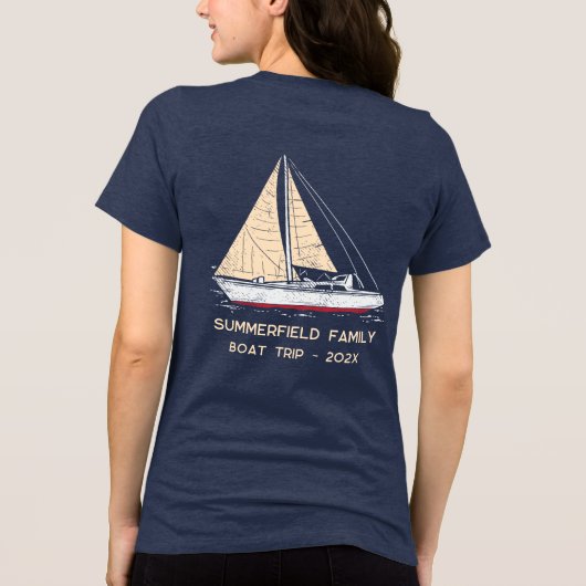 Custom Nautical Matching Family Boat Trip トライブレンドＴシャツ (裏面)