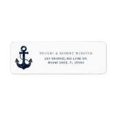 Custom Nautical Navy Blue Anchor Return Address ラベル (正面)