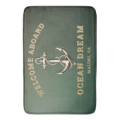 Custom Nautical Welcome Aboard, Boat Name Anchor バスマット (正面縦)
