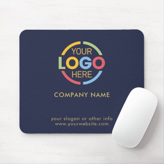 Custom Navy Blue Company Business Logo Branded マウスパッド (マウス)