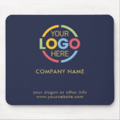 Custom Navy Blue Company Business Logo Branded マウスパッド (正面)