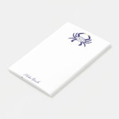 Custom Navy Blue Crab, Coastal Sticky Notes ポストイット (アングル)