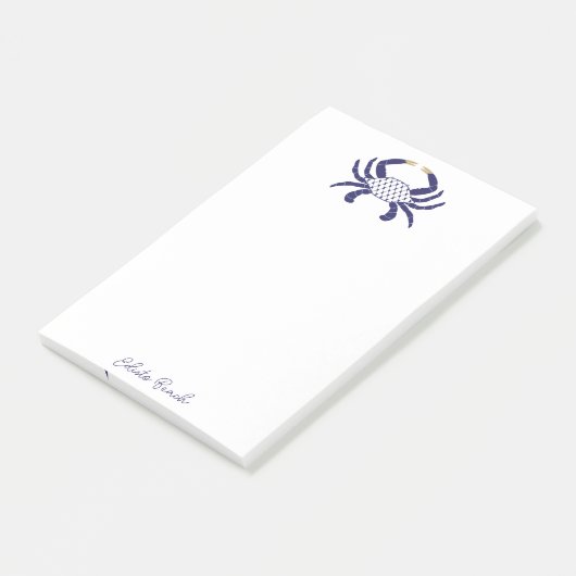 Custom Navy Blue Crab, Coastal Sticky Notes ポストイット (アングル)