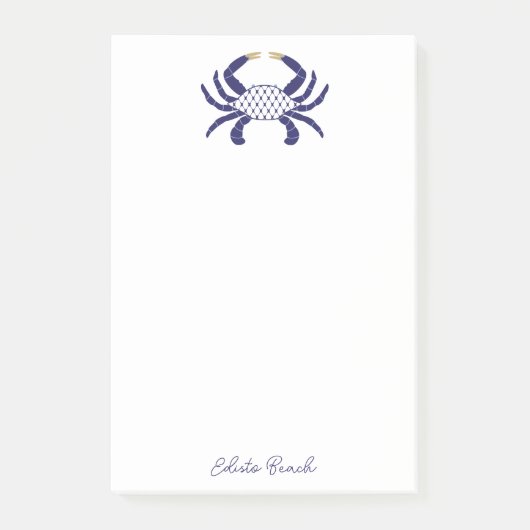 Custom Navy Blue Crab, Coastal Sticky Notes ポストイット (正面)