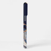 Custom Navy Blue & Gold Marble Print With Personal iPhoneケース (右側面)