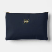 Custom Navy Blue Gold Monogram Minimal Clean アクセサリーポーチ (正面)