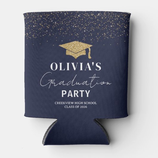 Custom Navy Blue Graduation Party 缶クーラー (正面)