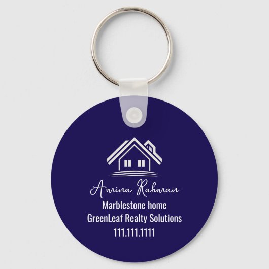 Custom Navy Blue Real Estate Realtor Keychains キーホルダー (正面)