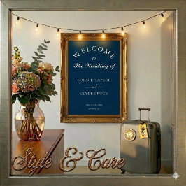 Custom Navy Blue Wedding Welcome Display Poster ポスター