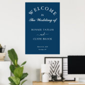 Custom Navy Blue Wedding Welcome Display Poster ポスター (ホームオフィス)