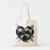 Custom Navy Gold Floral Monogram Budget Tote Bag トートバッグ (裏面)