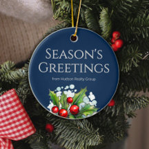 Custom Navy Realtor Ornament with Logo