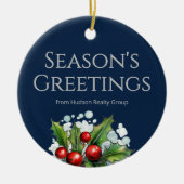 Custom Navy Realtor Ornament with Logo セラミックオーナメント (正面)