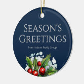 Custom Navy Realtor Ornament with Logo セラミックオーナメント (左)