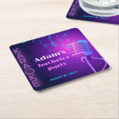 Custom Neon Karaoke Night Bachelor Party  スクエアペーパーコースター (アングル)