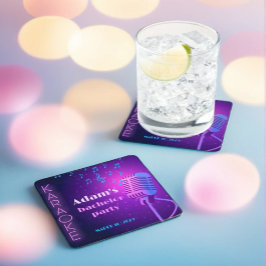 Custom Neon Karaoke Night Bachelor Party  スクエアペーパーコースター