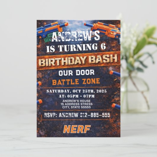Custom Nerf Birthday Invitation 招待状 (スタンド正面)