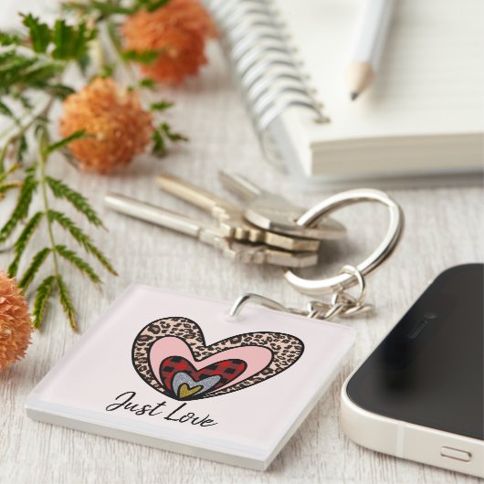 Custom Nested Hearts Keychain – Just Love キーホルダー (正面右)