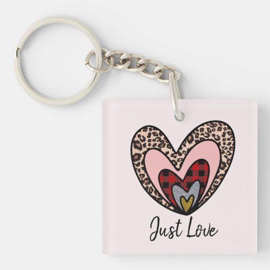 Custom Nested Hearts Keychain – Just Love キーホルダー (正面)
