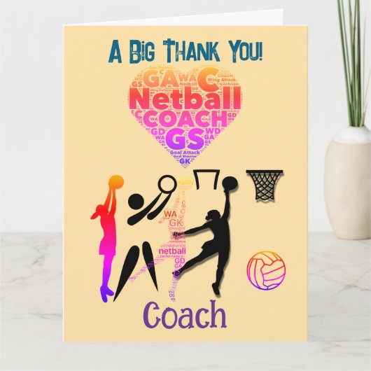 Custom Netball Coach サンキューカード (正面)