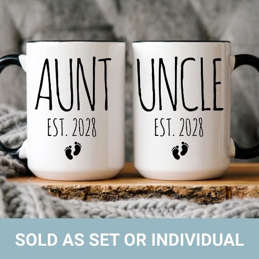 Custom New Aunt and Uncle Mug Set Baby Reveal Gift マグカップ