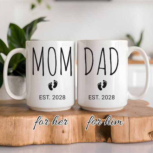 Custom New Baby Reveal | Modern Script Mommy Daddy コーヒーマグカップ