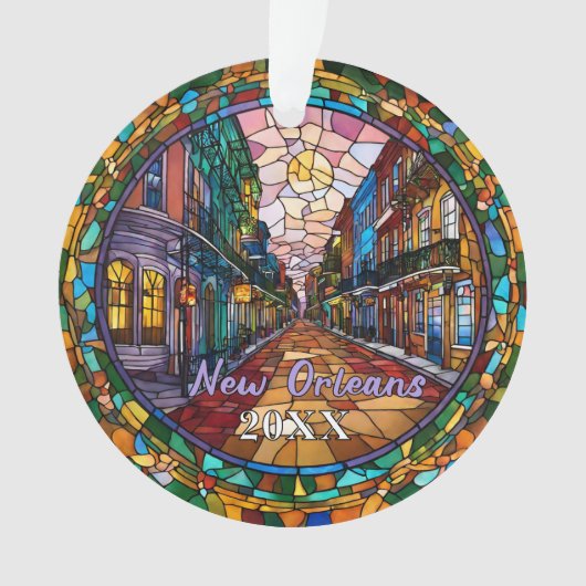Custom New Orleans Bourbon Street Dated  オーナメント (正面)