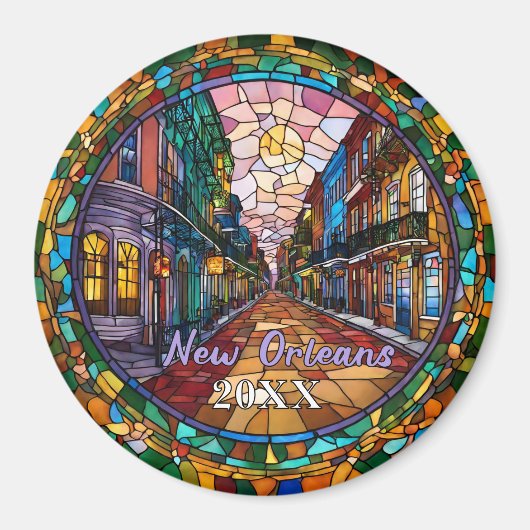 Custom New Orleans Bourbon Street Dated  マグネット (正面)