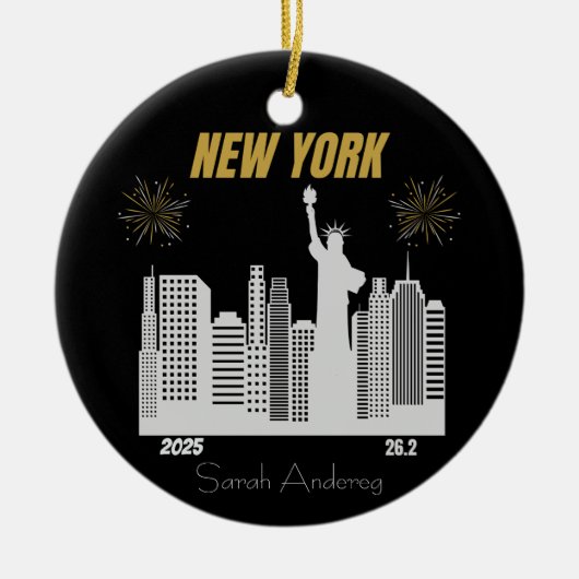 Custom New York 2025 Marathon Runner Gift セラミックオーナメント (正面)