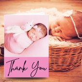 Custom Newborn Photo Midwife Pink Gratitude Gift  サンキューカード