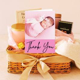 Custom Newborn Photo Midwife Pink Gratitude Gift サンキューカード