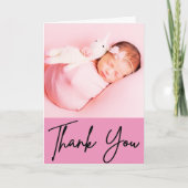 Custom Newborn Photo Midwife Pink Gratitude Gift  サンキューカード (正面)