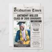 Custom Newspaper Graduation Invite Announcement シーズンカード (正面)
