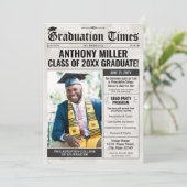 Custom Newspaper Graduation Invite Announcement シーズンカード (スタンド正面)